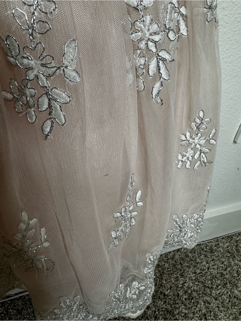 Blueber Boulevard Light Pink Floral Embroidered Tulle Dress - Picture 3 of 5